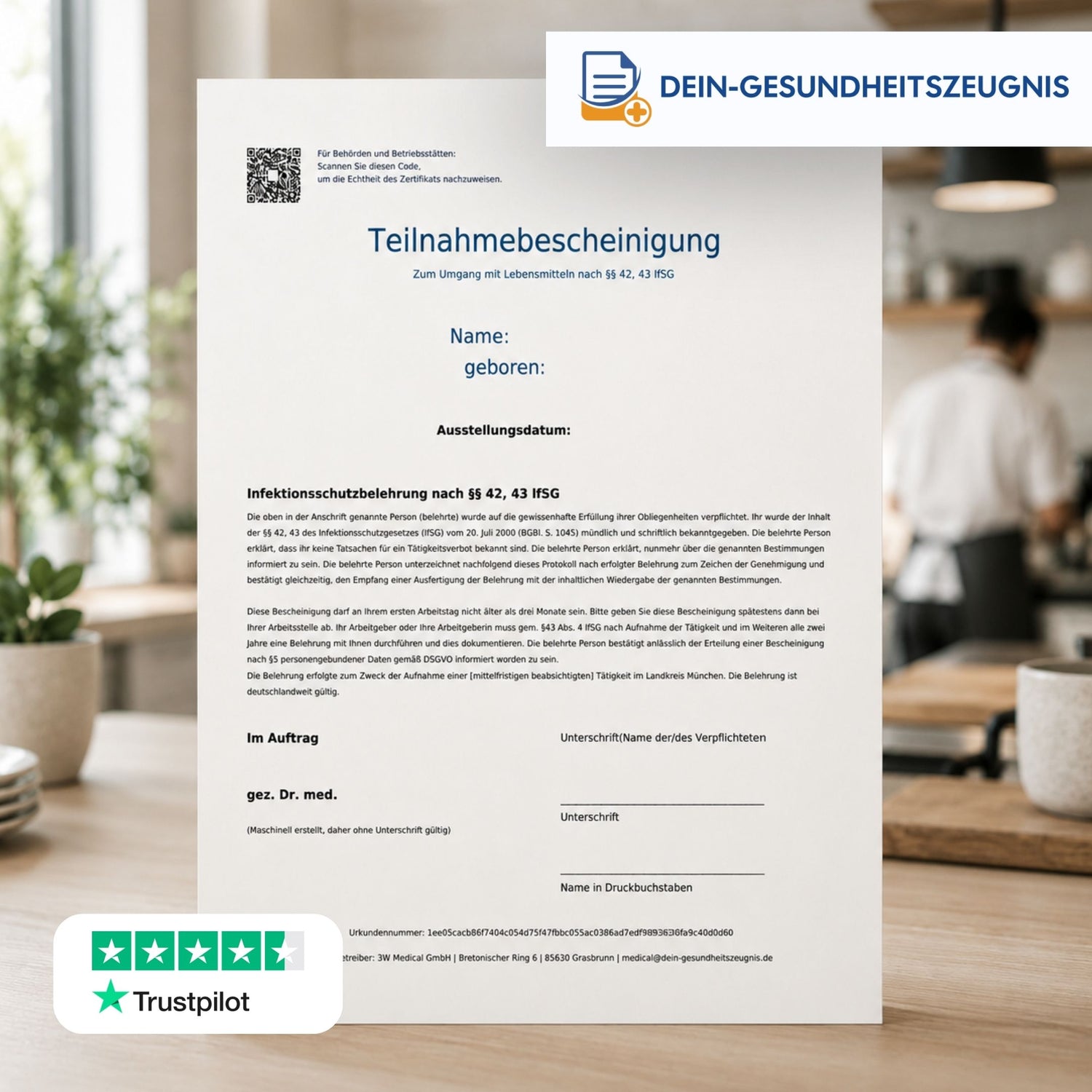 Gesundheitszeugnis online Zertifikat